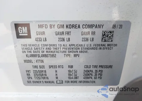 2021 Buick Encore Gx Fwd Essence z USA, uszkodzony, nr VIN KL4MMFSL4MB075952